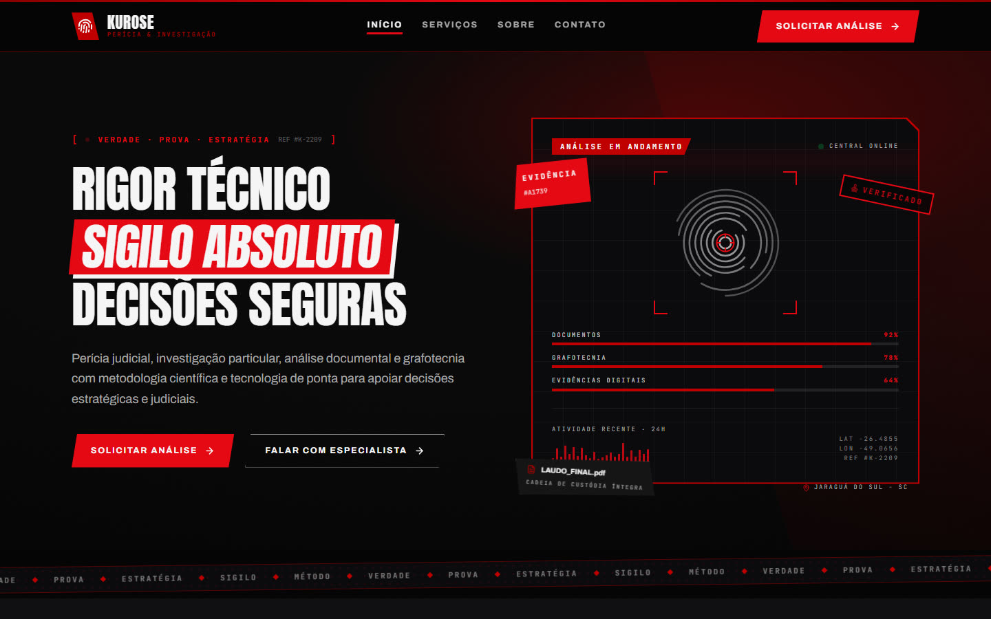 Site da KUROSE Perícia e Investigação